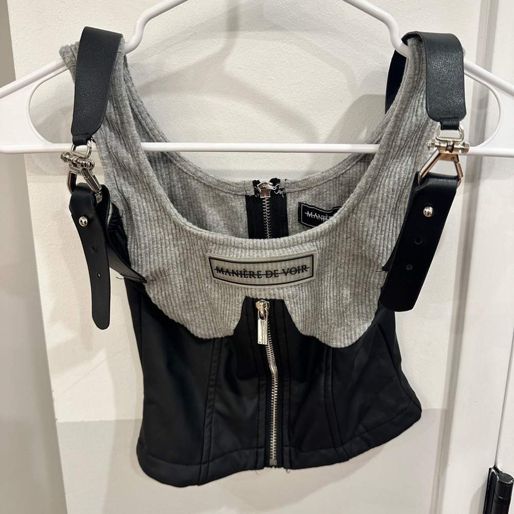 French fuex leather tank top